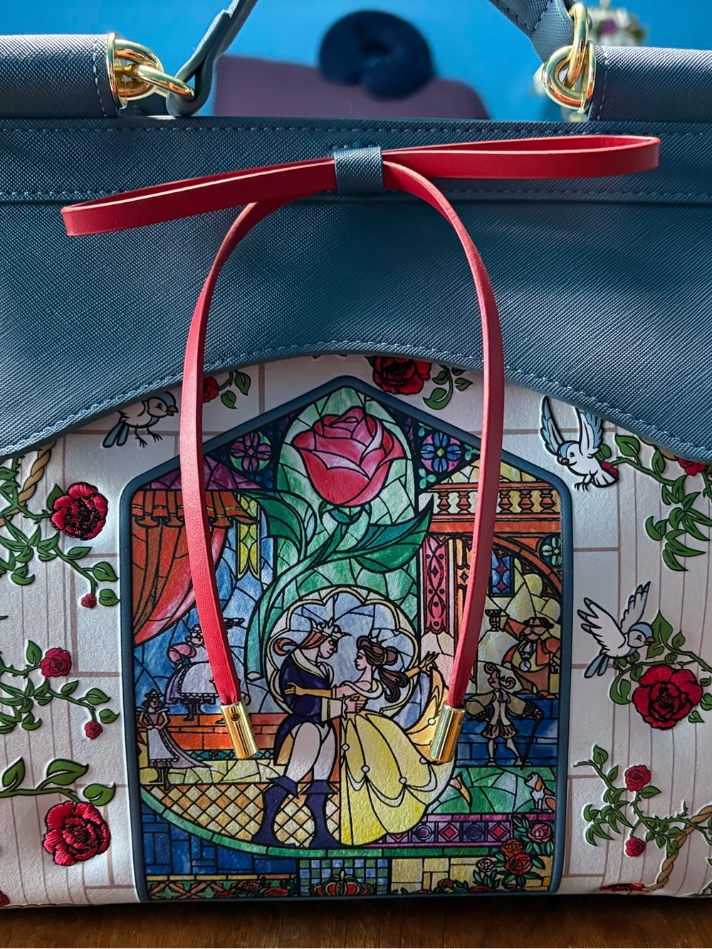 Loungefly Beauty and the Beast blue, Stained Glass purse and wallet